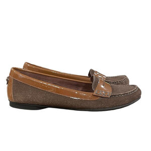 Antonio Melani Womens 6M Loafers Moccasin Two Tone Patent Suede Leather Slip On